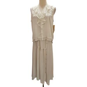 NWT‎ Cottagecore Romantic Rose Lace Flowy Skirt Ruffle Top White Pink Medium 8